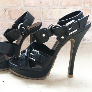 Barbara Bui Black Stiletto Strappy Buckle Heel 6.5